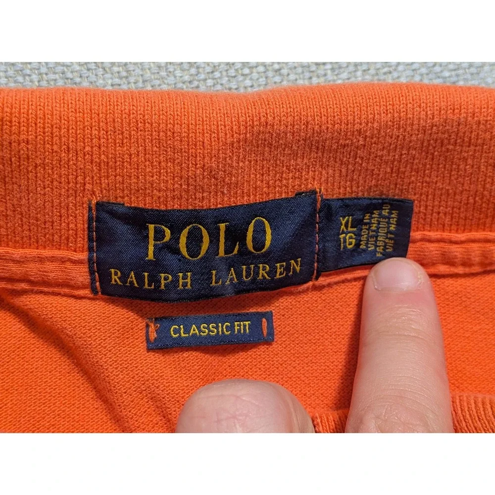 Polo Ralph Lauren Men's Orange XL Cotton Pique Classic Fit Polo Shirt Pony